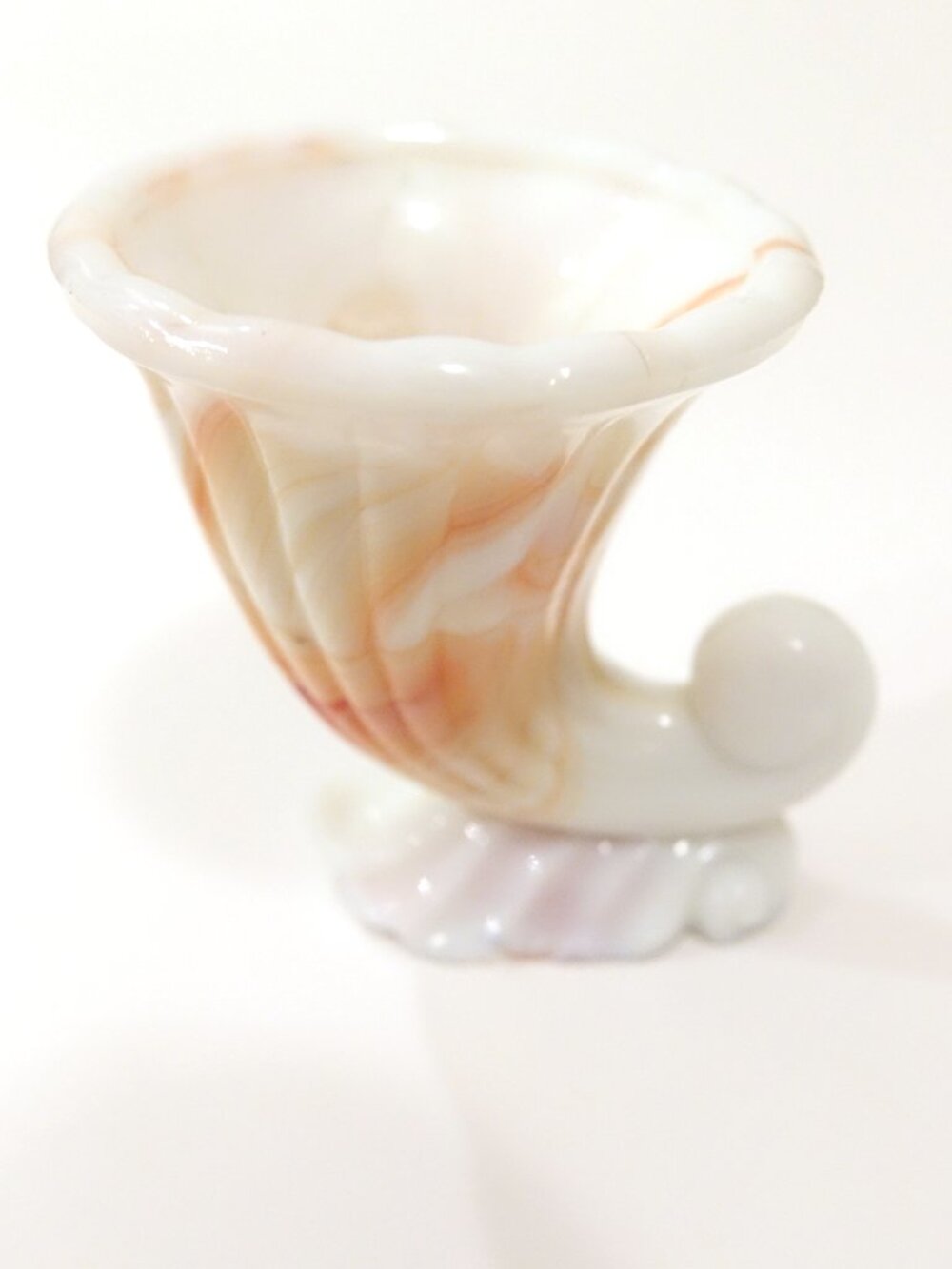 NYC Vogue Merc Co Vintage Orange Slag Glass Cornucopia